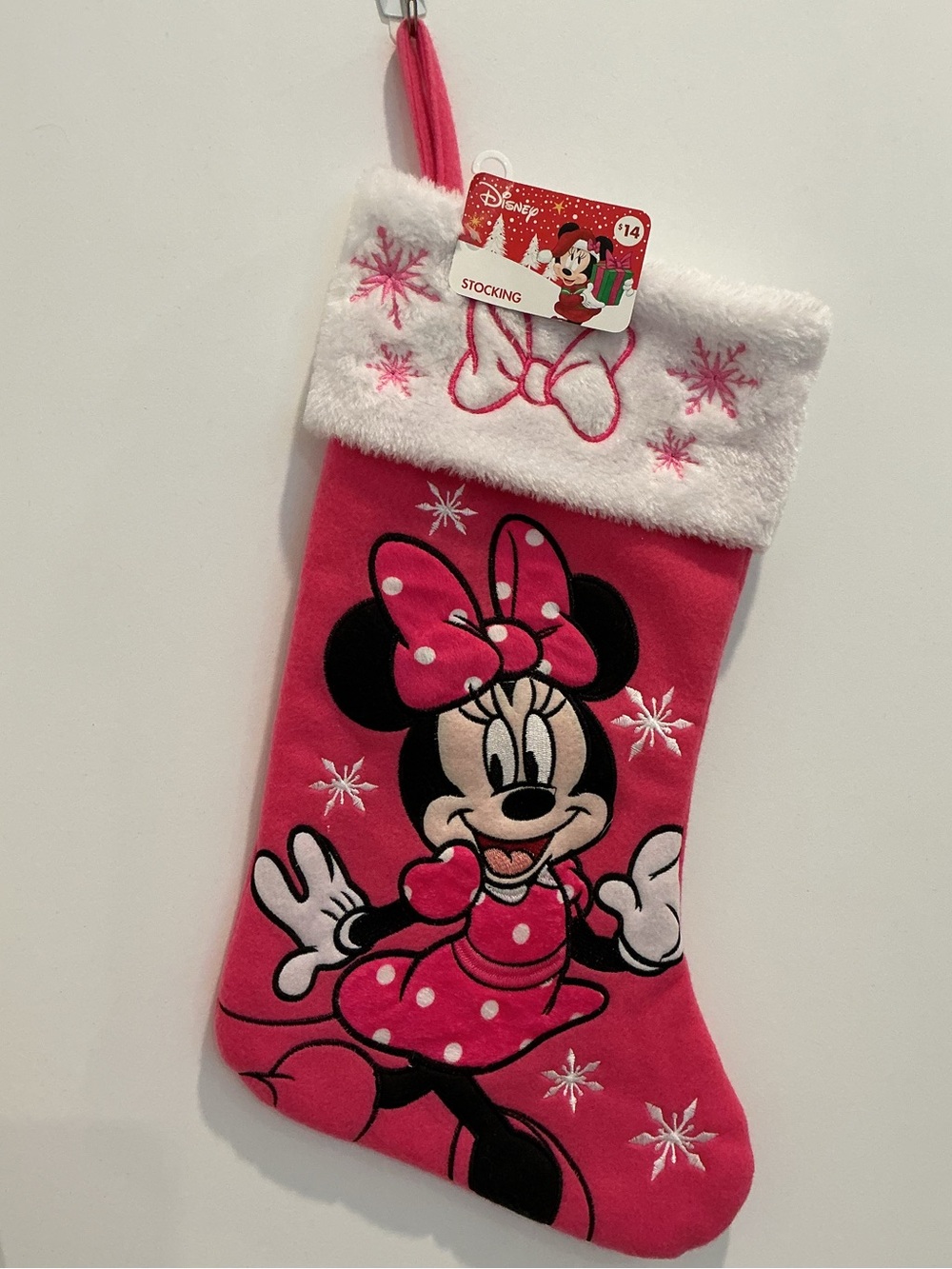 Disney Minnie Mouse Pink Fleece Christmas Stocking NEW NWT